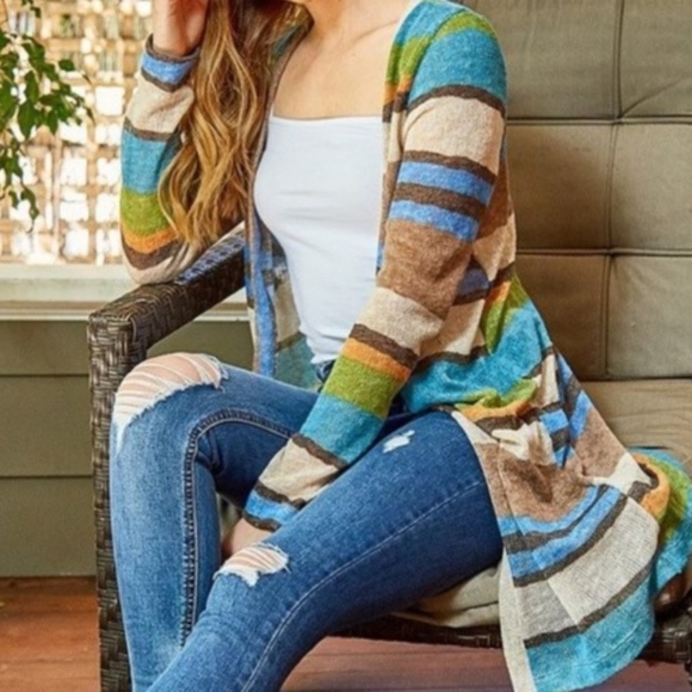 Beautiful Multi Colored Cardigan Sweater - Picture 4 of 4